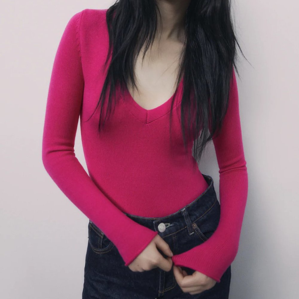 Zara Pink Long Sleeve Bodysuit